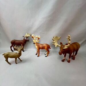 Unbranded Animal Figurine Set Kids OS Brown Excellent Moose Deer Wildlife 4pc